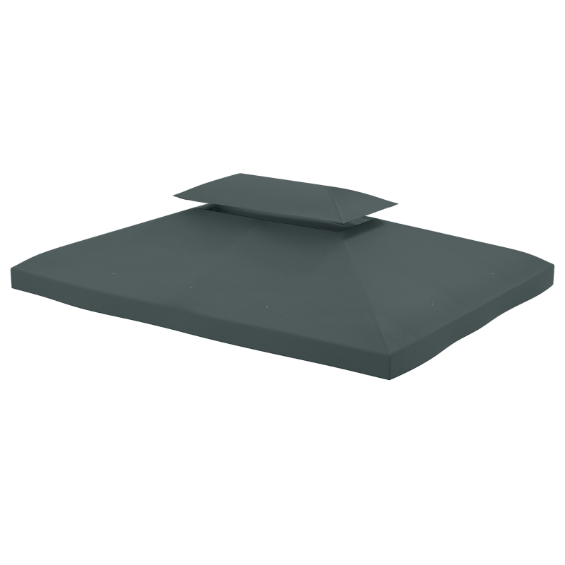 Outsunny 3x4m Gazebo Canopy Replacement Cover, 2 Tier Top Roof UV Cover Garden Patio Outdoor Sun Awning Shelters, Charcoal Grey (TOP COVER ONLY)