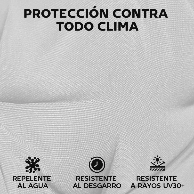 Outsunny Juego de 2 Cojines para Tumbonas 180x55 cm Cojines para Sillas de Jardín Gruesas UPF30+ con 4 Cintas Gris Claro