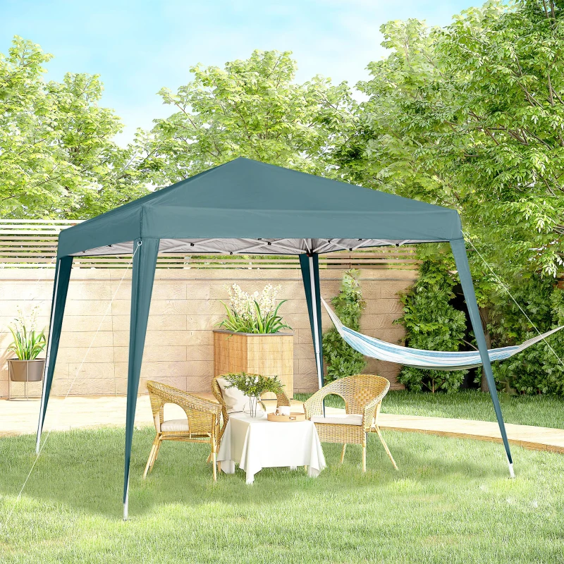 Outsunny Pop-up Folding Garden Gazebo Canopy 2.4 x 2.4 m Steel Polyester UV-Resistant with Carry Bag Dark Green