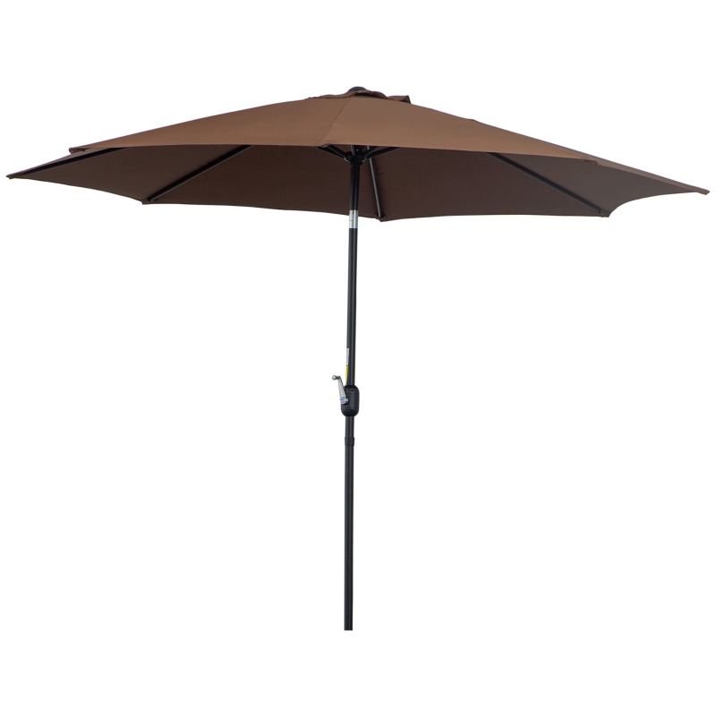 Outsunny Patio Umbrella Garden Parasol Outdoor Steel,3x2.45m Coffee