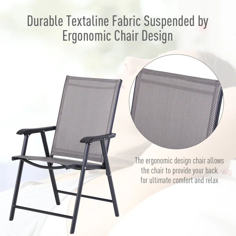 Outsunny Set of Two Folding Garden Chairs - Grey