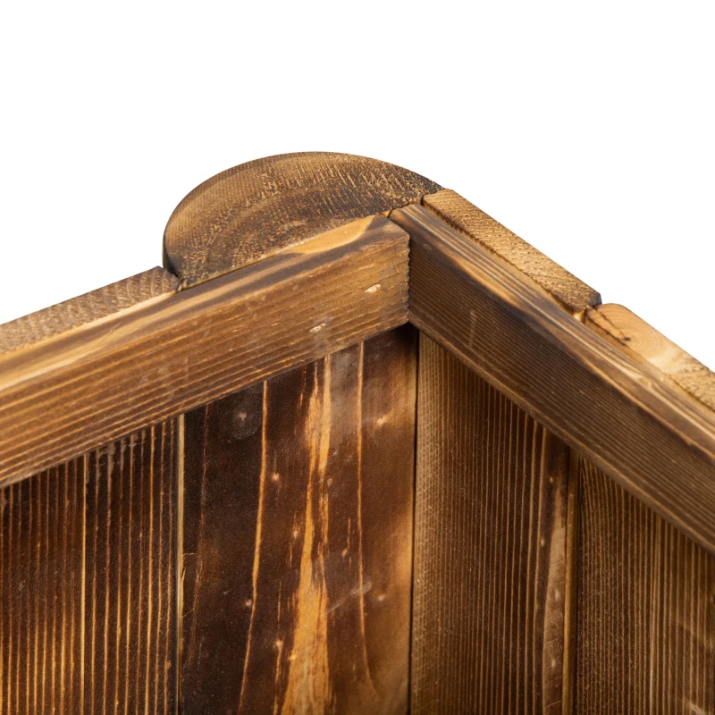 Outsunny Planter on Legs Flower Box dim. 70L x 35l x 30H cm Half-log Legs Slatted Pine Wood-look Body Carbonization-treated