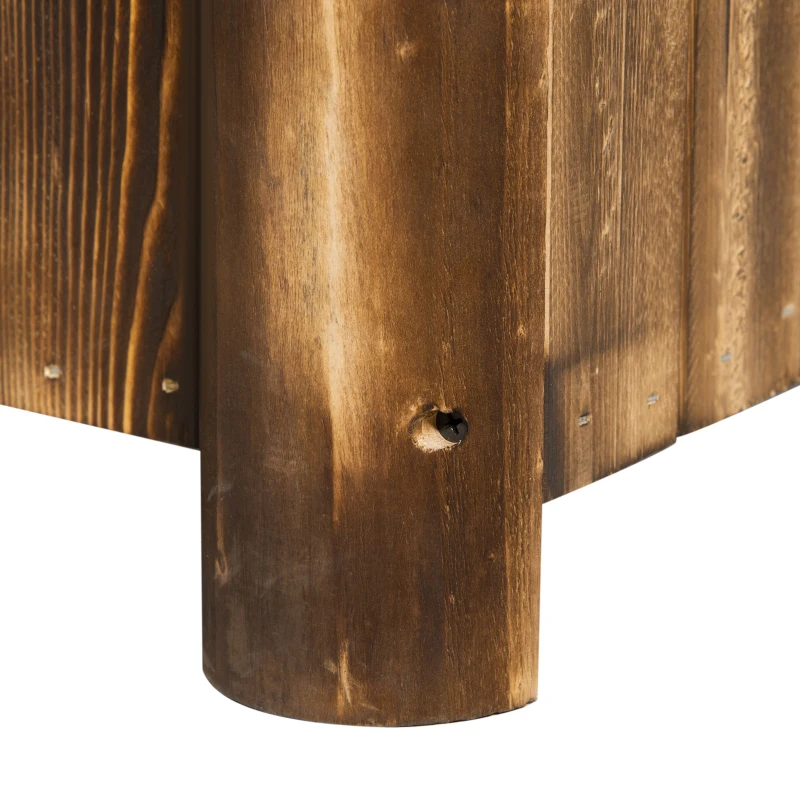 Outsunny Planter on Legs Flower Box dim. 70L x 35l x 30H cm Half-log Legs Slatted Pine Wood-look Body Carbonization-treated