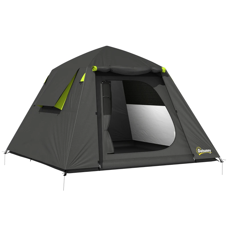 Outsunny Camping Tent 3000mm Waterproof Tent with 2 Doors for 2 Person, Grey & Green
