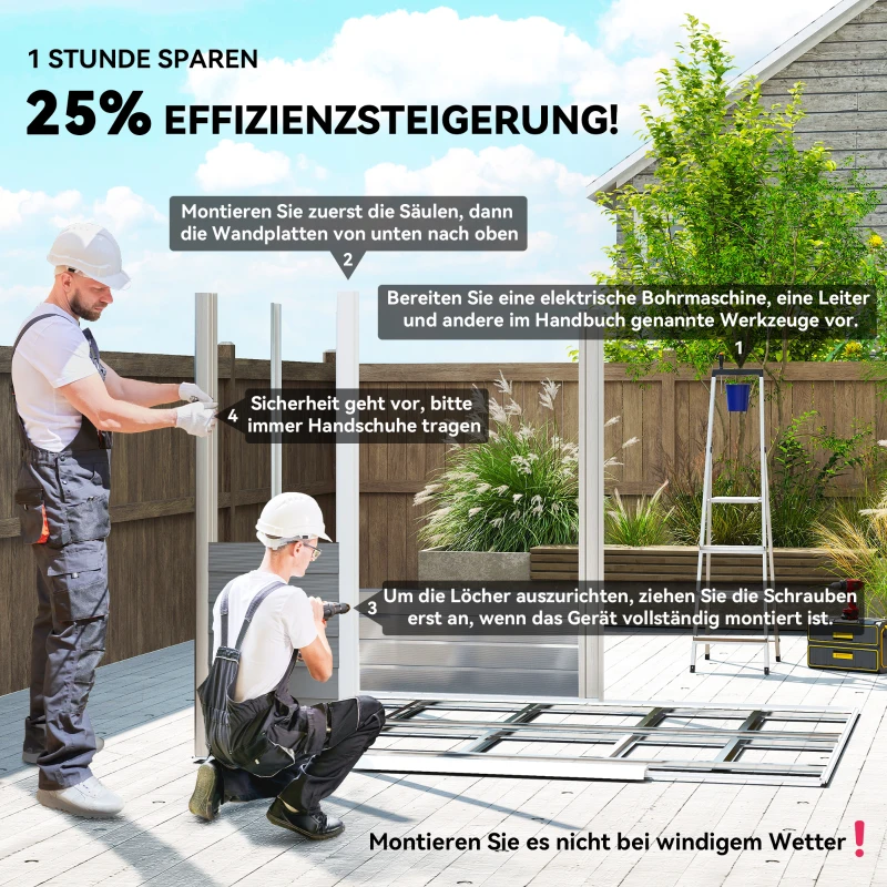 Outsunny Geräteschuppen aus Metall, wetterfest & rostfrei, abschließbar,  2,40 x 2,06 x 1,98 m, Hellgrau
