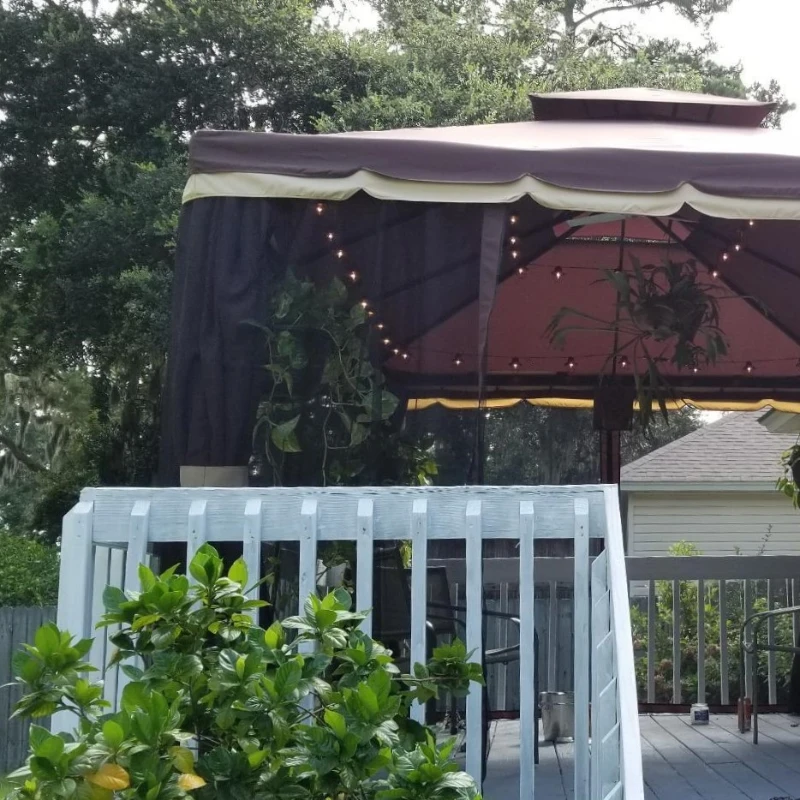 Outsunny 3 x 4m Aluminium Garden Gazebo, Marquee Canopy Shelter Pavilion Party Tent with Nets and Curtains for Garden and Deck, Coffee