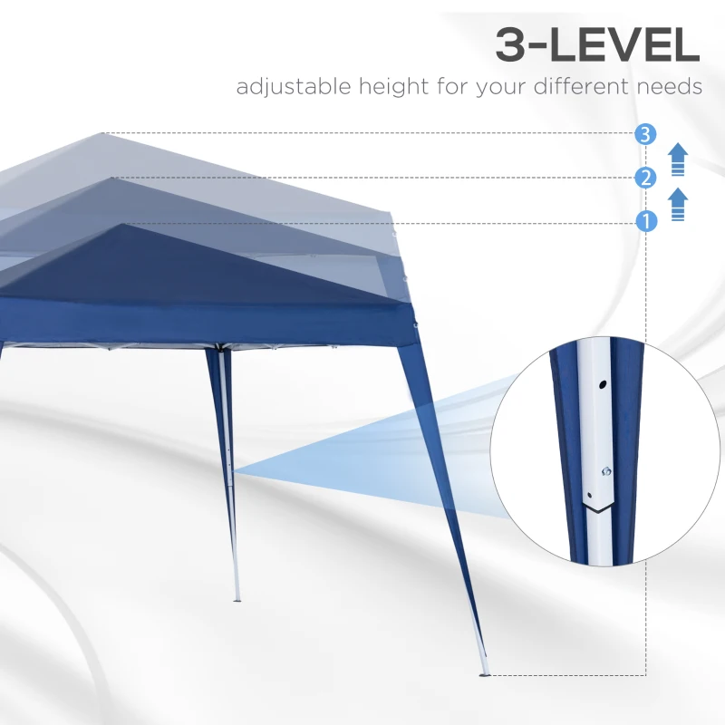 Outsunny 3x3m Pop-up Garden Canopy Foldable Tent Steel Waterproof Oxford Polyester UV-Resistant with Carry Bag Blue