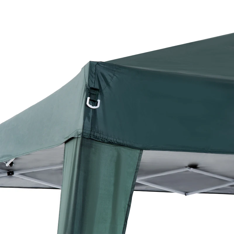 Outsunny Pop-up Folding Garden Gazebo Canopy 2.4 x 2.4 m Steel Polyester UV-Resistant with Carry Bag Dark Green