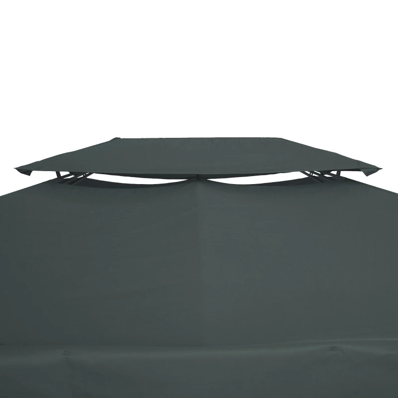 Outsunny 3x4m Gazebo Canopy Replacement Cover, 2 Tier Top Roof UV Cover Garden Patio Outdoor Sun Awning Shelters, Charcoal Grey (TOP COVER ONLY)