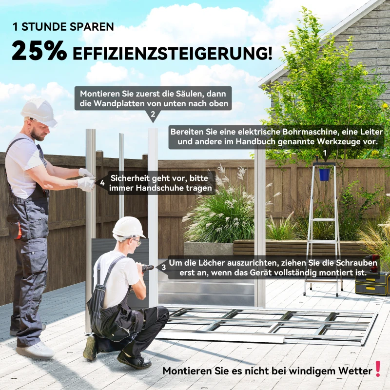 Outsunny Geräteschuppen aus Metall, wetterfest & rostfrei, abschließbar,  2,40 x 2,06 x 1,98 m, Dunkelgrau