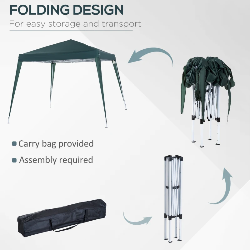 Outsunny Pop-up Folding Garden Gazebo Canopy 2.4 x 2.4 m Steel Polyester UV-Resistant with Carry Bag Dark Green