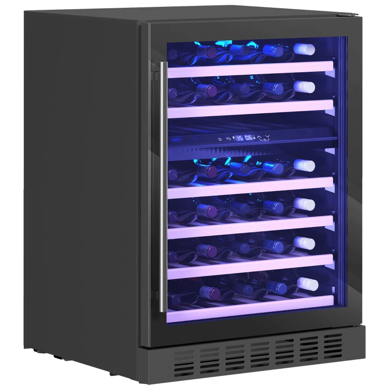 HOMCOM Cantinetta Vino Doppia Temperatura 5–18 °C 46 Bottiglie 131L con Porta in Vetro Temperato Triplo, Nero