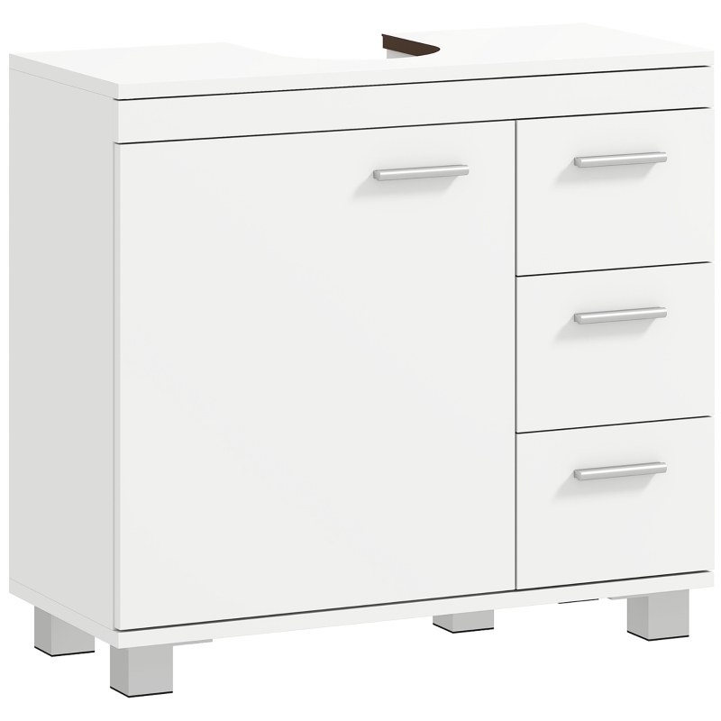HOMCOM Bathroom Under-Sink Cabinet with Cupboard, Shelves and Drawers, White
