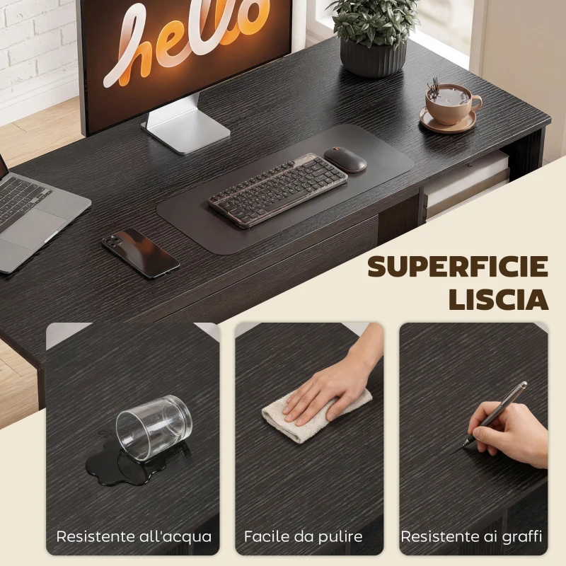 HOMCOM Scrivania Ufficio Tavolo Computer Salvaspazio, 120x52.3 cm, Nero
