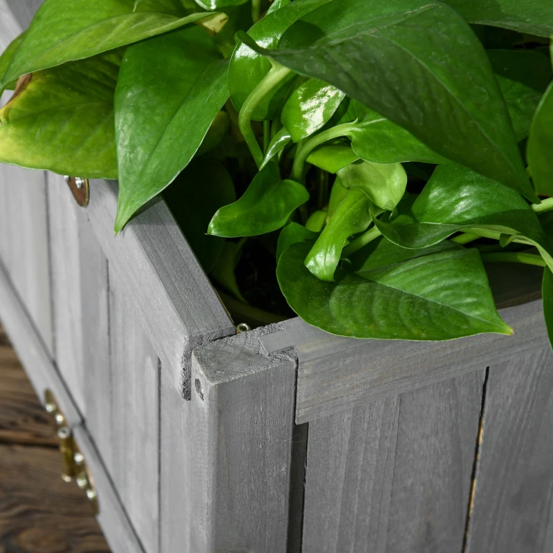 Outsunny Jardinera de Madera Plegable Jardinera Elevada para Cultivos Verduras Flores en Patio Balcón Terraza 70x30x25 cm Gris