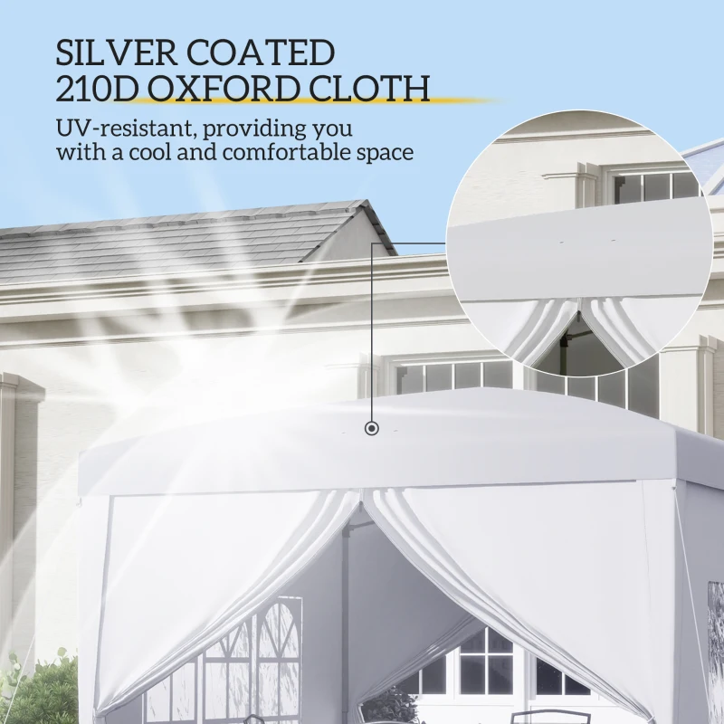 Outsunny 3 x 3m Pop Up Gazebo, Wedding Party Canopy Tent Marquee with Carry Bag and Windows, White(m-5)