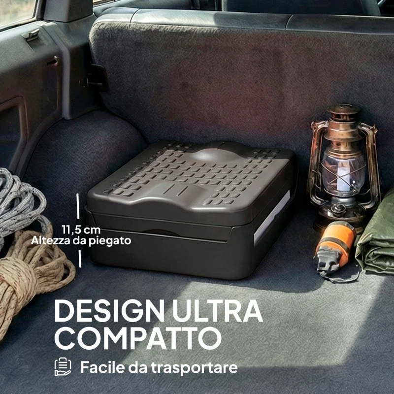 Outsunny WC Portatile da Campeggio con 12 Pacchetti Coagulanti e 12 Sacchetti di Smaltimento, 34x29x20 cm, Grigio Scuro