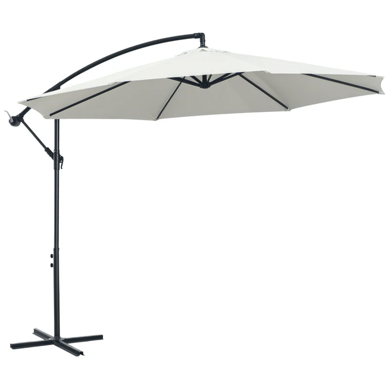 Outsunny 3M Banana Umbrella Parasol-Cream White