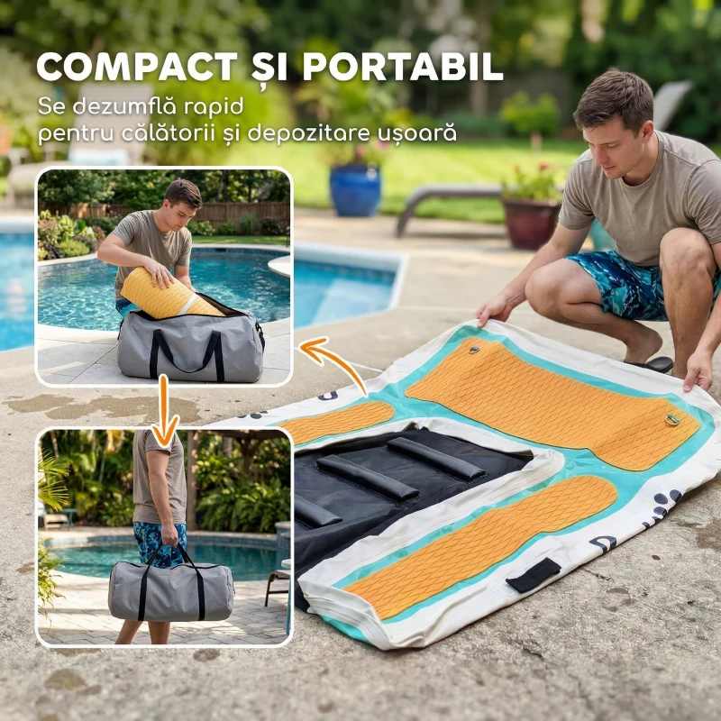 PawHut Rampă Gonflabilă pentru Câini XL pentru Piscină, Barcă și Platformă, 151x102cm, cu Suprafață Antiderapantă din EVA, pentru Câini de Talie Mare până la 100kg