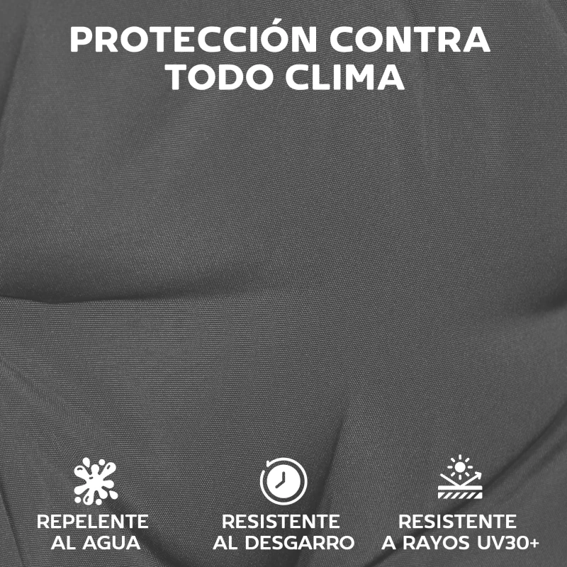 Outsunny Juego de 2 Cojines para Tumbonas 180x55 cm Cojines para Sillas de Jardín Gruesas UPF30+ con 4 Cintas Gris Oscuro