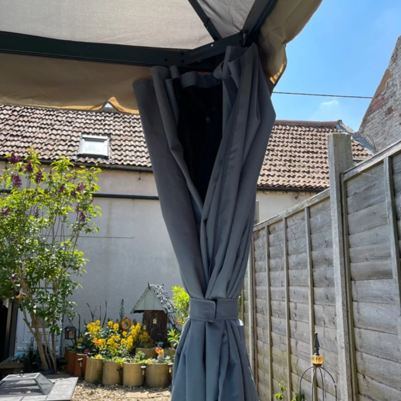 Outsunny 3 x 4m Aluminium Garden Gazebo, Marquee Canopy Shelter Pavilion Party Tent with Nets and Curtains for Garden and Deck, Grey