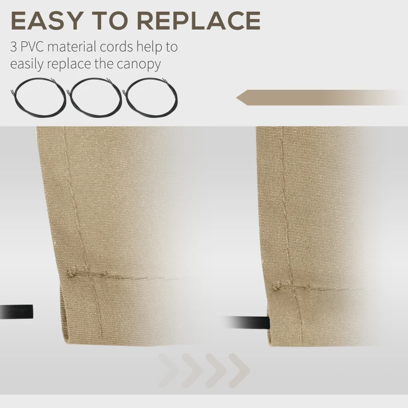 Outsunny Replacement Awning Fabric - Valance with Soft Waves - High-density Polyester 280 g/m² UV-resistant size 3.82L x 2.4l (projection) m beige
