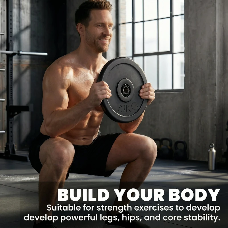 HOMCOM Set di 4 Dischi Pesi, Set Dischi Palestra per Allenamento, Nero