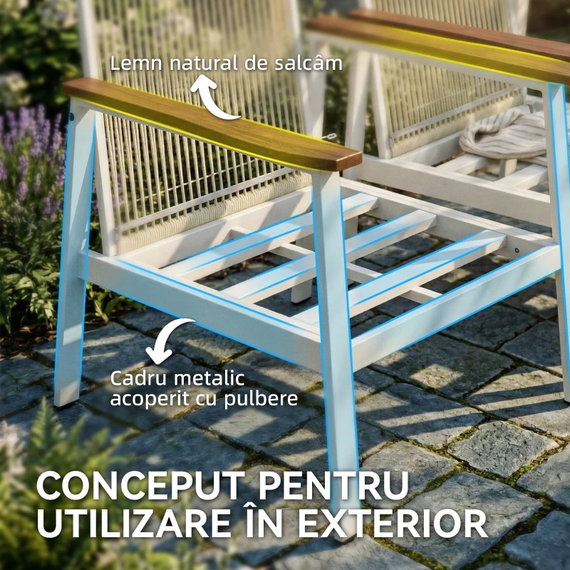Outsunny Set Mobilier Grădină 4 Persoane: 2 Fotolii, Canapea, Măsuță