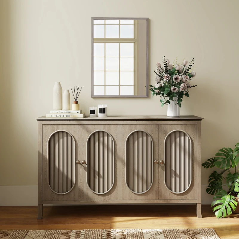 HOMCOM Wall Bathroom Mirror, 50 x 70 cm Wall-Mounted Mirror for Living Room, Bedroom, Hallway, Grey