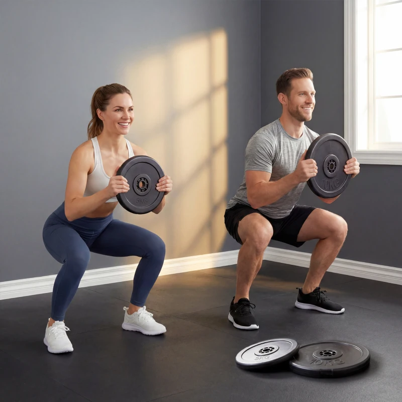 HOMCOM Set di 4 Dischi Pesi, Set Dischi Palestra per Allenamento, Nero