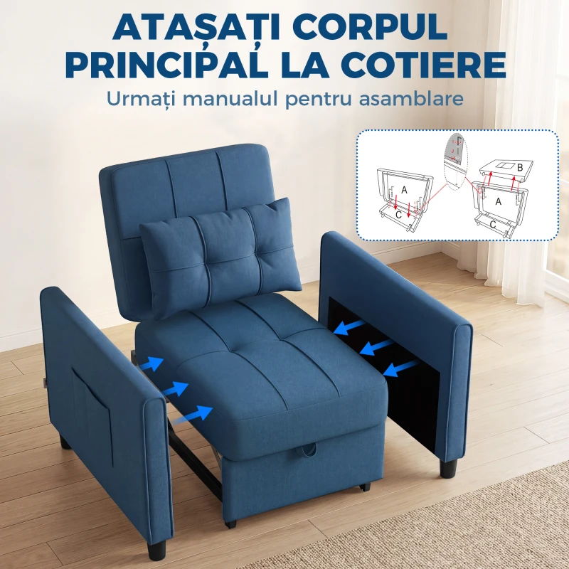 HOMCOM Fotoliu transformabil și reclinabil