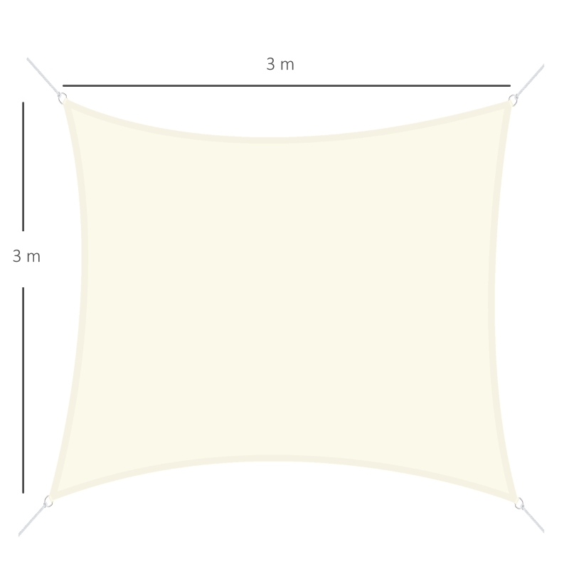 Outsunny Voile d'ombrage carrée 3x3m toile ombrage extérieur protection anti-UV, pour jardin terrasse extérieur patio piscine balcon, crème