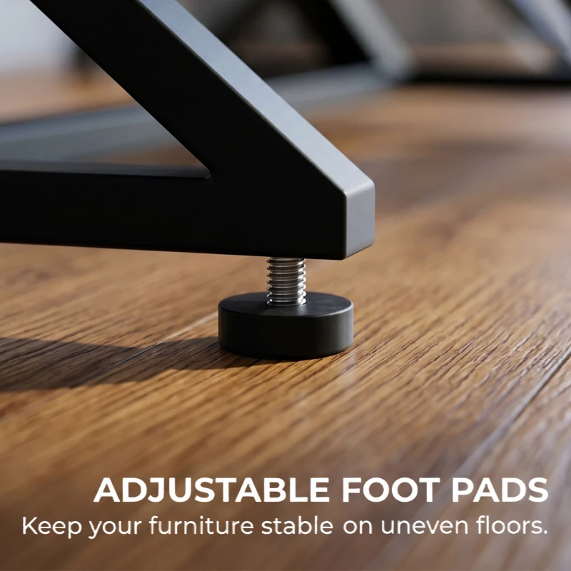 HOMCOM Set 2 Gambe per Tavolo in Acciaio a Forma di X, con 12 Viti e 4 Piedini Regolabili, Stile Industriale, Nero