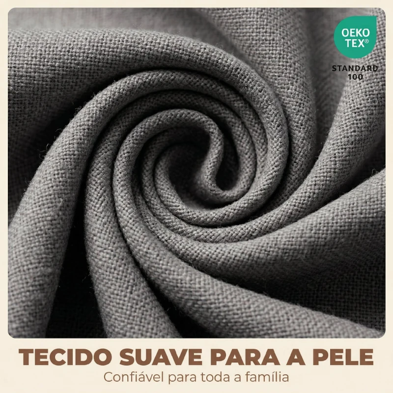 HOMCOM Conjunto de 2 Cadeiras de Cozinha Nórdicas Estofadas em Linho Encosto Curvo Assento Acolchoado Pernas de Madeira Cinza Claro