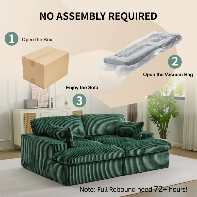 Doppelsitzer-Chaiselongue-Schlafsofa, modulares Design mit ausziehbarem Schlafteil, platzsparend, 214x145x89 cm, Grün