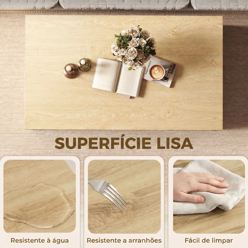 HOMCOM Mesa Baixa para Sala de Estar com Compartimento 95x55x50 cm Madeira e Branco