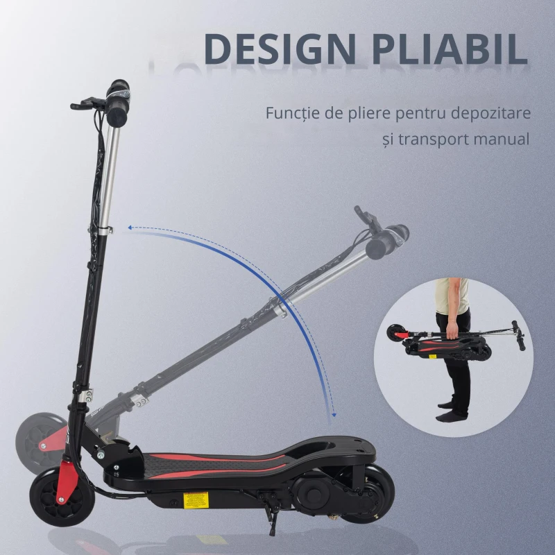 Homcom Trotineta Electrica Pliabila – Neagra, Reglabila & 12 km/h