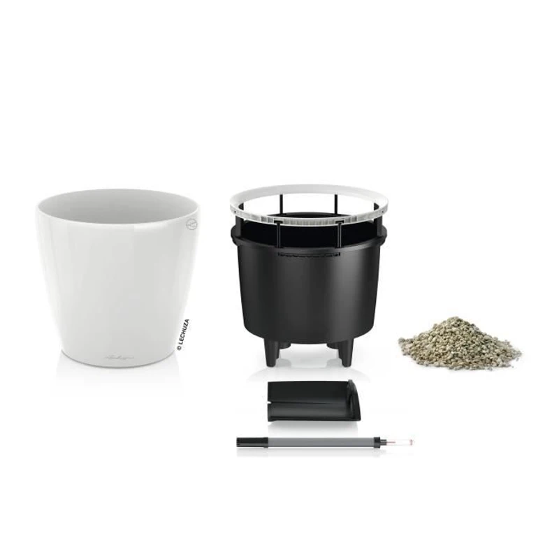 LECHUZA Pot de fleurs - Classico premium LS 50 - Ø 49,5 x 46,5 cm - 40 L - Kit complet - Blanc brillant