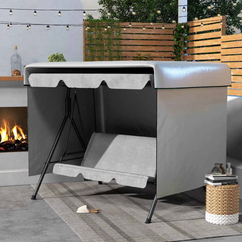Outsunny Capa Protetora para Baloiço de Jardim de 3 Lugares 215x155x150 cm Cobertura para Móveis de Exterior Cinzento Claro