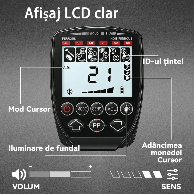 Outsunny Detector de Metale Pliabil pentru Adulți, Detector de Metale Aur Impermeabil IP68 cu Bobină, Display LCD, 4 Moduri, Geantă, Lopată, Căști, Tijă Telescopică Reglabilă, pentru Plajă și Grădină