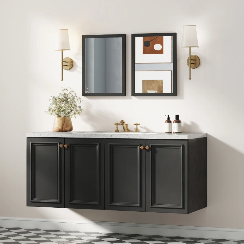 HOMCOM Wall Bathroom Mirror, 30 x 40 cm Wall-Mounted Mirror for Living Room, Bedroom, Hallway, Set of 2, Black