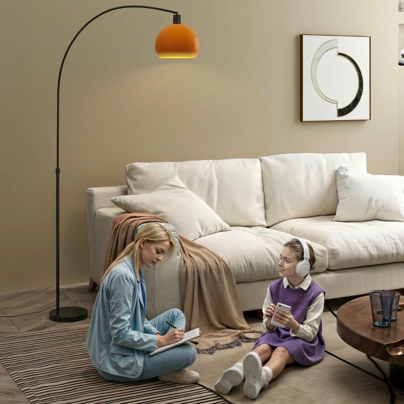 HOMCOM Floor Lamp for Living Room, Modern Standing Lamp with Shade & Foot Switch for Bedroom, Office, Black