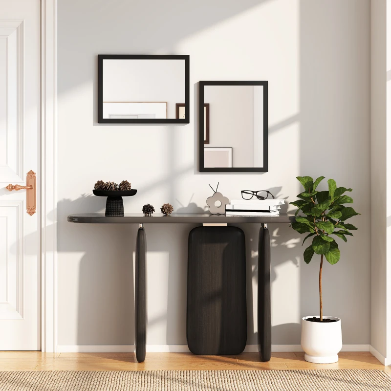 HOMCOM Wall Bathroom Mirror, 30 x 40 cm Wall-Mounted Mirror for Living Room, Bedroom, Hallway, Set of 2, Black