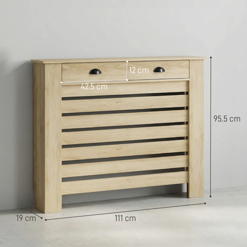HOMCOM 95.5H x 111Wcm Radiator Cover, with Drawer - Oak
