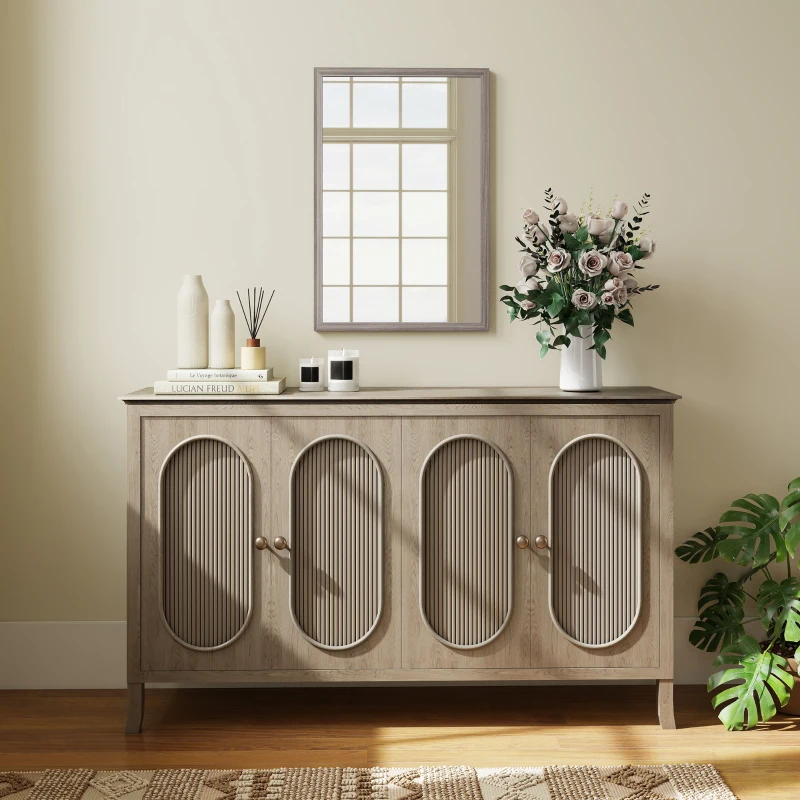 HOMCOM Wall Bathroom Mirror, 40 x 60 cm Wall-Mounted Mirror for Living Room, Bedroom, Hallway, Grey