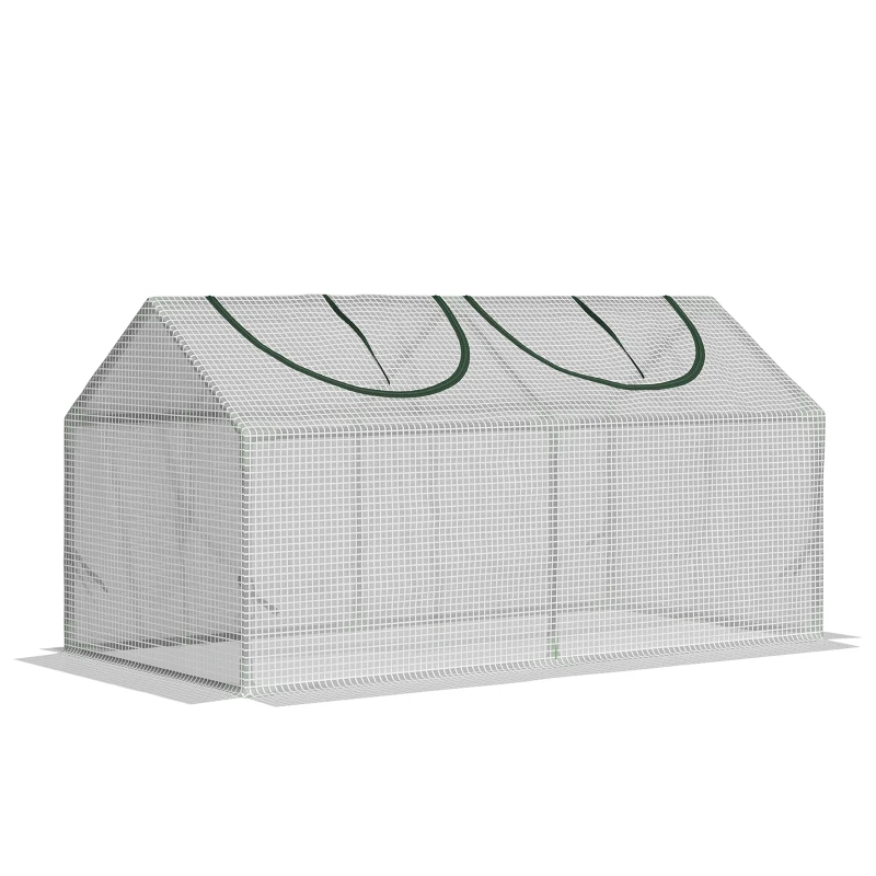 Outsunny Serre de jardin mini serre 2 fenêtres enroulables couverture en PE haute densité 140 g/m² 120 x 60 x 60 cm blanc
