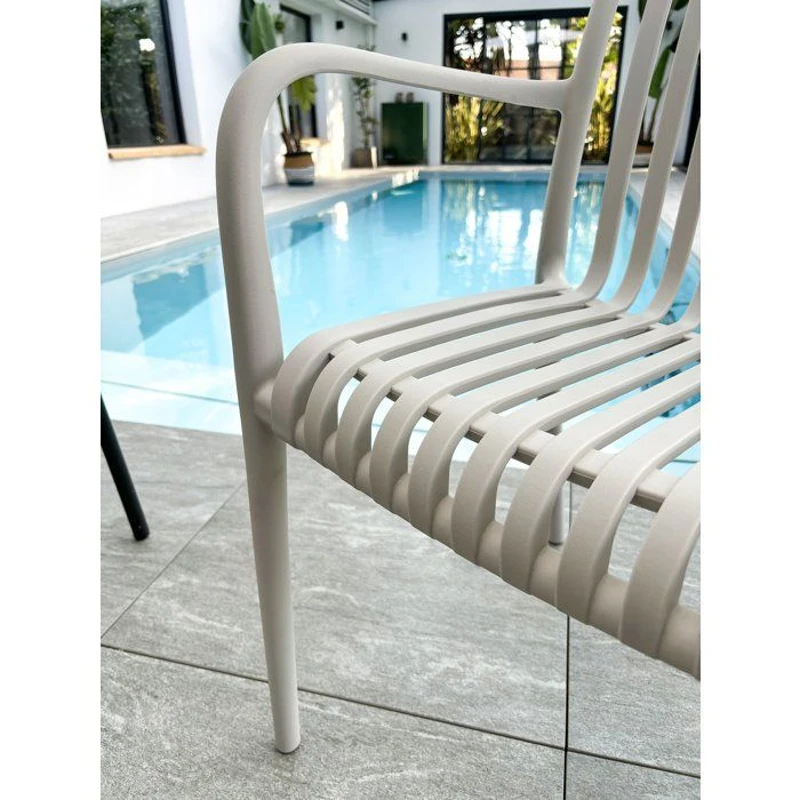 Lot de 2 fauteuils de jardin - CITY GARDEN - Tiago-FT - Empilable - Sable