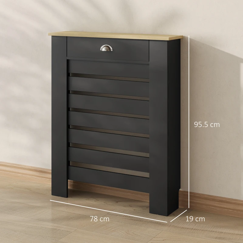 HOMCOM 95.5H x 78Wcm Radiator Cover, with Drawer - Black