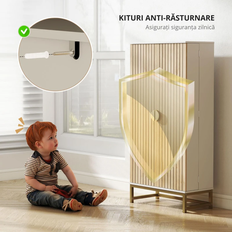 HOMCOM Dulap de bucătărie mobilier pentru depozitare cu 12 rafturi cu uși, rafturi ajustabile, 58x29x119,5cm, alb