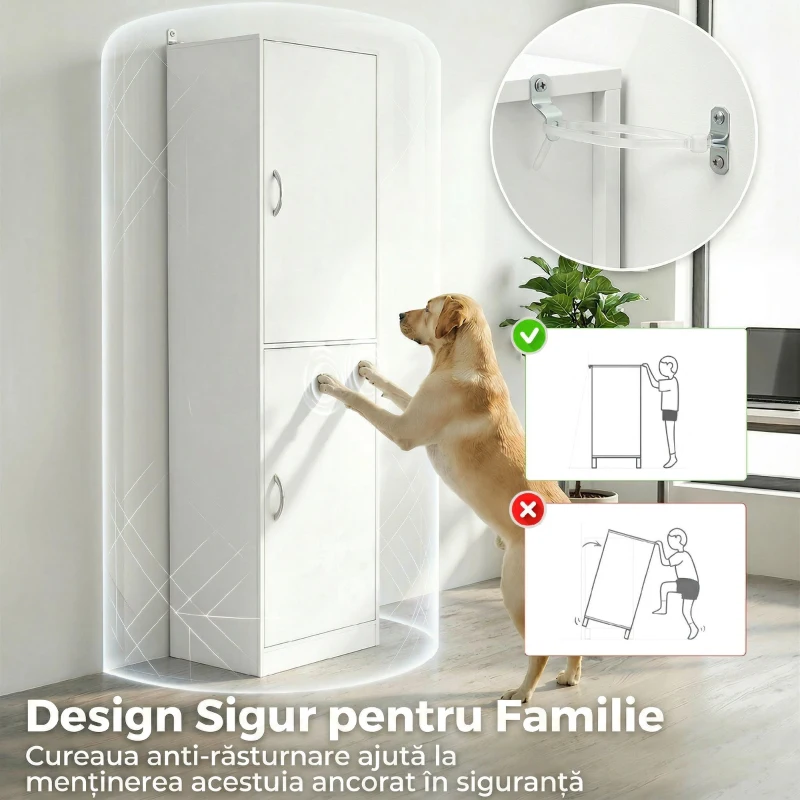 HOMCOM Bibliotecă Înaltă 180 cm, Raft Modern cu 5 Niveluri Reglabile, Mobilier Independent pentru Living, Dormitor, Birou, Alb